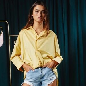 BUCKETLIST Oversized Yellow Button-Down Shirt